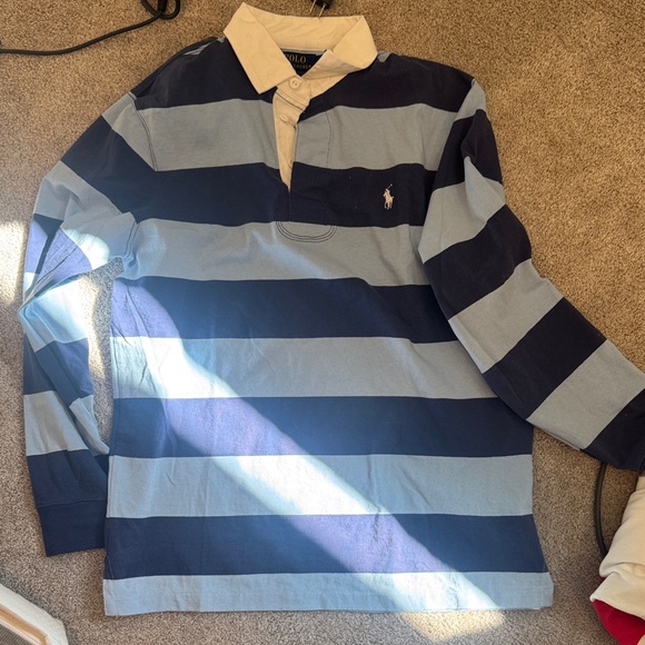 Striped Ralph Lauren Rugby Polo Long Sleeve Shirt - Picture 1 of 2